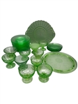 (28) Pieces of Vaseline Glass Including Jeannette