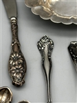 Group of Sterling Silver; Salts, Thimbles, Nut Dish, Others