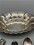 Group of Sterling Silver; Salts, Thimbles, Nut Dish, Others