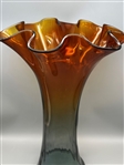 Artisan Blown Glass Vase Blue and Amber