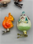 (8) Russian Glass Animal Clip-On Ornaments