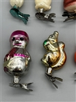 (8) Russian Glass Animal Clip-On Ornaments
