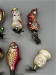 (13) Glass Animal and Other Clip-On Ornaments