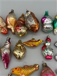 (22) Vintage Glass Fish and Bird Ornaments