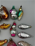 (22) Vintage Glass Fish and Bird Ornaments