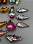 (22) Vintage Glass Fish and Bird Ornaments