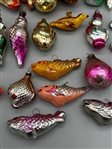 (22) Vintage Glass Fish and Bird Ornaments