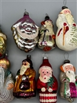 (16) Vintage Glass Santa Claus Ornaments