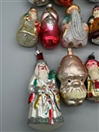 (16) Vintage Glass Santa Claus Ornaments