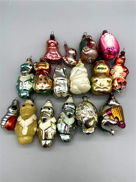 (16) Vintage Glass Animal Ornaments