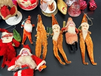 (76) Vintage Christmas Ornaments Glass, Paper, Cloth