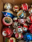 Group of Inset Glass Ornaments and Figural Segmented Insect Ornaments