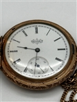 1895 Elgin 7 Jewels Gold Filled Pocket Watch With Watch Fob Chain