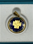 (2) 18k Gold Vatican Alpha Chi Rho Pendants in OB