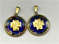 (2) 18k Gold Vatican Alpha Chi Rho Pendants in OB