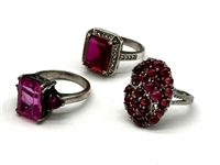 (11) Group of Sterling Silver, Rubies, and Sapphires Rings