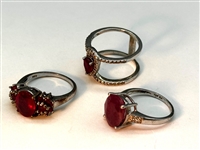 (11) Group of Sterling Silver, Rubies, and Sapphires Rings