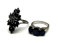 (11) Group of Sterling Silver, Rubies, and Sapphires Rings