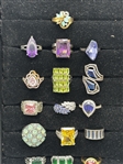 (19) Sterling Silver Rings With Gemstones