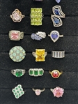 (19) Sterling Silver Rings With Gemstones