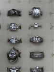 (20) Sterling Silver Rings, CZ's, and Other Clear Gems 