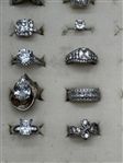 (20) Sterling Silver Rings, CZ's, and Other Clear Gems 
