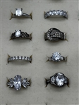 (20) Sterling Silver Rings, CZ's, and Other Clear Gems 