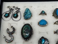 Group of Sterling Silver, Turquoise Native American Jewelry
