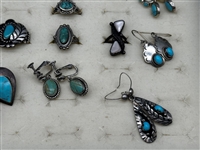 Group of Sterling Silver, Turquoise Native American Jewelry