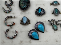 Group of Sterling Silver, Turquoise Native American Jewelry