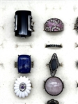 (19) Sterling Silver Rings; Enamel, Cameos