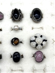 (19) Sterling Silver Rings; Enamel, Cameos
