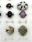 (19) Sterling Silver Rings; Enamel, Cameos