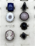 (19) Sterling Silver Rings; Enamel, Cameos