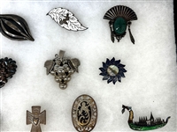 (17) Sterling Silver Brooches