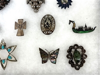 (17) Sterling Silver Brooches