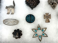 (17) Sterling Silver Brooches