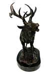 Bronze Elk Sculpture on Marble Plinth 