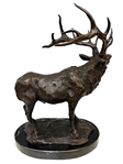Bronze Elk Sculpture on Marble Plinth 