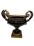 Black Porcelain and Bronze Ormolu Mounted French Empire Urn