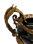 Black Porcelain and Bronze Ormolu Mounted French Empire Urn