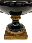 Black Porcelain and Bronze Ormolu Mounted French Empire Urn