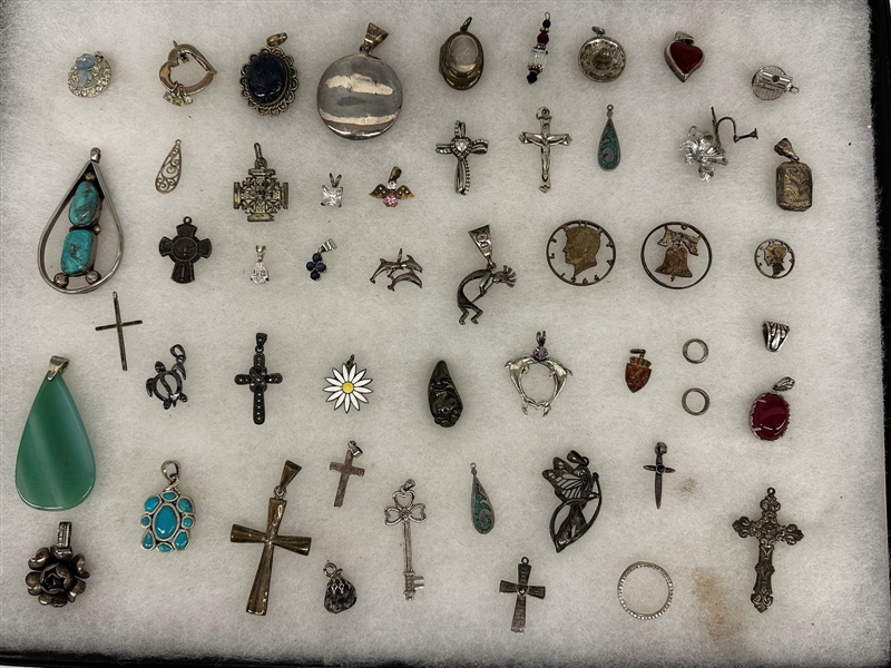 (51) Sterling Silver Pendants and Charms
