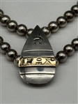 Sterling Silver Beaded Necklace With Sterling and 14k Accent Pendant