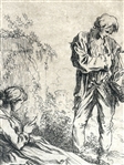 Francois Boucher (1703-1770) Etching Pastoral Figures