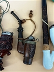 (6) Black Forest Figural and Porcelain Pipes