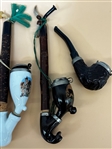 (6) Black Forest Figural and Porcelain Pipes