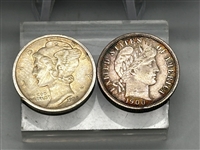 (3) Silver Dimes; 1921 Mercury NGC VG8, 2 Others
