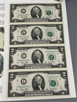 (2) 2003 Uncut Sheets $2 Dollar Bills Bureau of Engraving and Printing