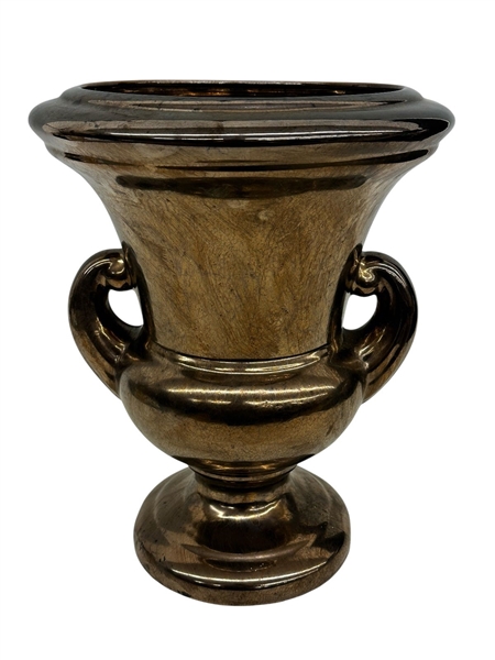 Haeger Floral Bronzed Handled Urn Vase